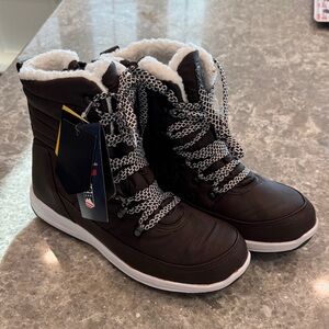 Khombu Dark Brown Winter Boots with White Accents